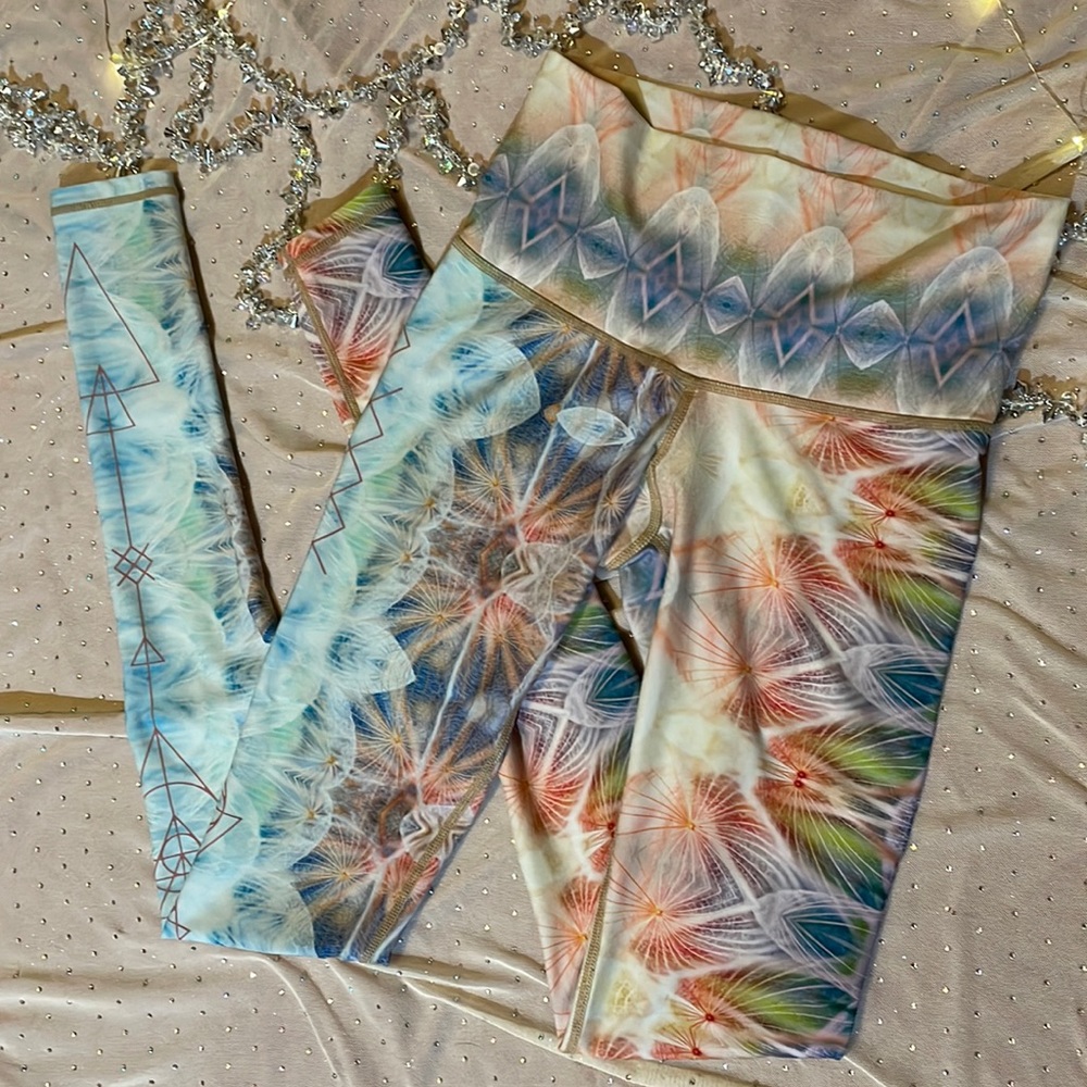 Psychedelic Rainbow Stretchy Yoga Pants Designer Leggings Live Laugh Love